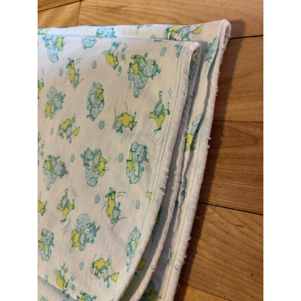 Carter’s Vintage Circus Print Baby Blanket Green Yellow Clown Bear security